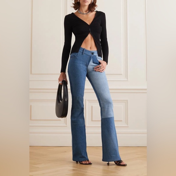 ✨A.W.A.K.E. MODE✨Patchwork Low-Rise Flared Jeans - Picture 1 of 9